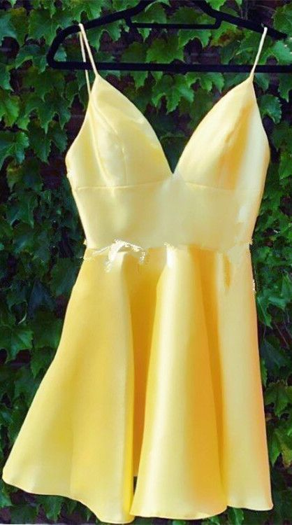 Yellow Homecoming Dress with Pockets -   16 dress Yellow satin ideas