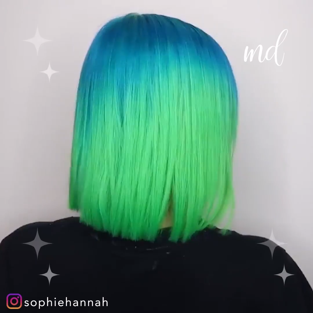 BLUE OMBRE NEON HAIR -   16 hair Green sweets ideas