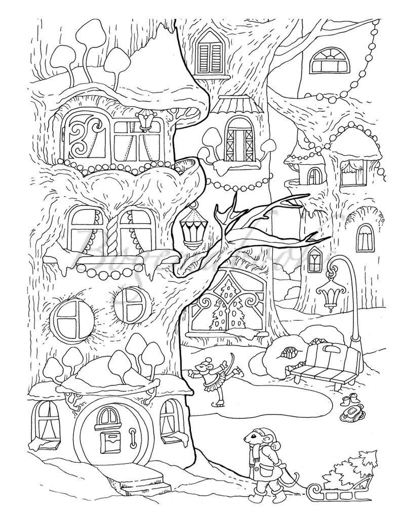Nice Little Town Christmas 2: Adult Coloring Book (Stress Relieving Coloring Pages, Coloring Book for Relaxation) -   16 holiday Images coloring pages ideas