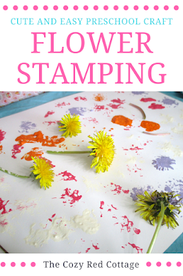 Stamping with flowers-preschool craft -   16 plants Flowers preschool ideas