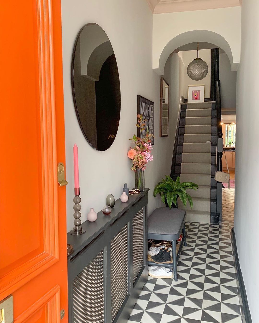 House Beautiful UK on Instagram: “Patterned tiles in the hallway and a splash of orange on the front door helps to create a scene-stealing entrance. (#rg: рџ“·…” -   16 room decor Mirror front doors ideas