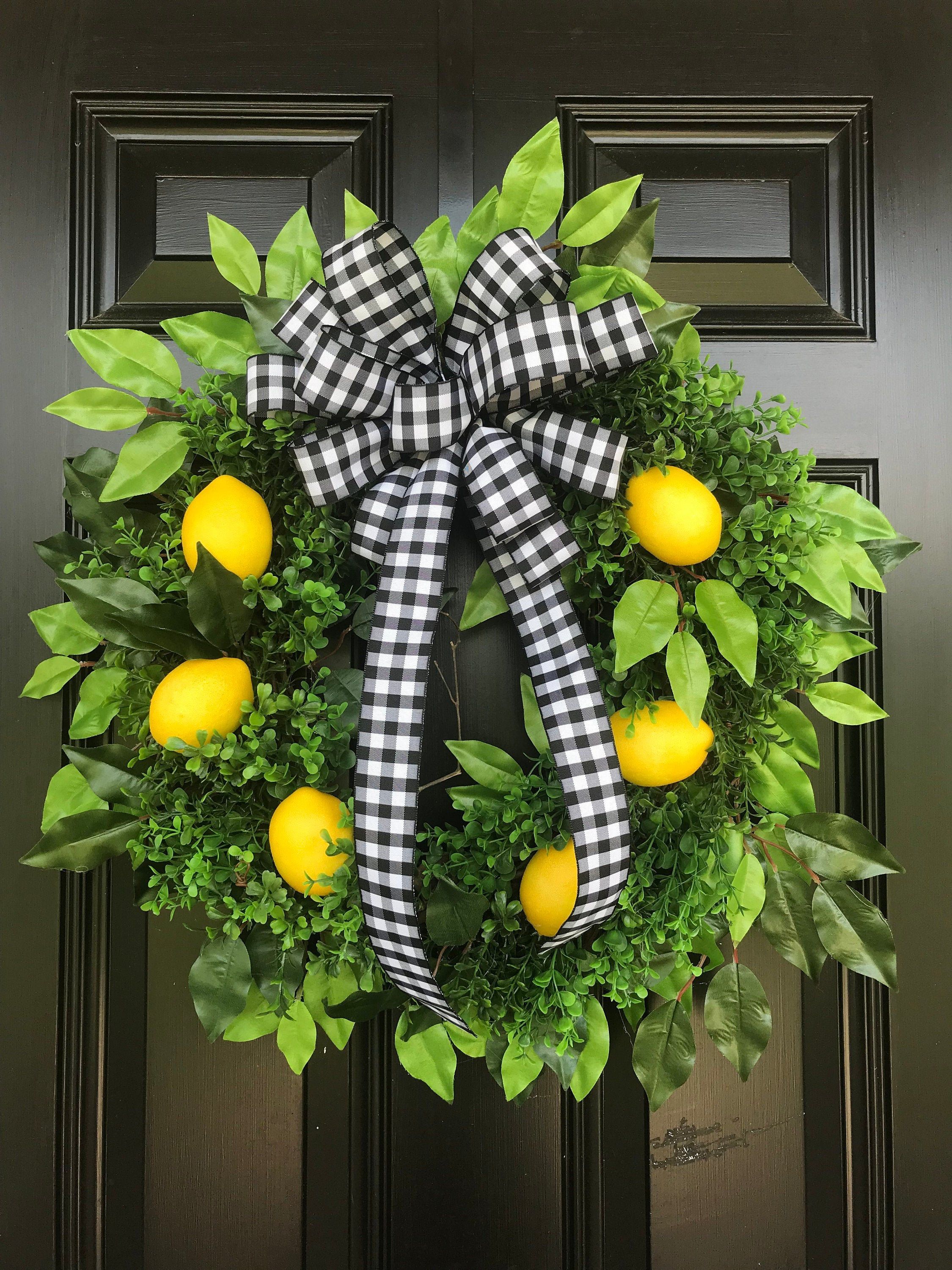 BEST SELLER WREATH, Lemon Wreath, Everyday Wreath, Summer Wreath for Front Door, Fruit Wreath, Citrus Wreath, Farmhouse Wreath -   16 room decor Mirror front doors ideas