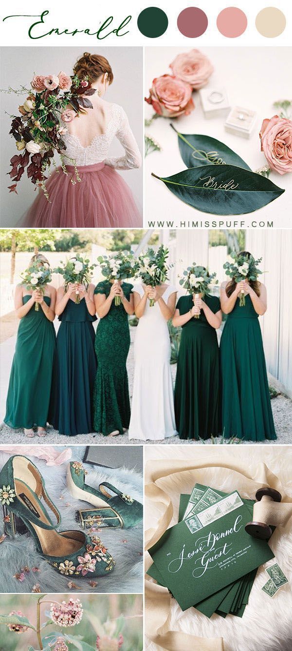 14 Dark Green Emerald Wedding Colors & Palettes -   17 dress Green wedding ideas