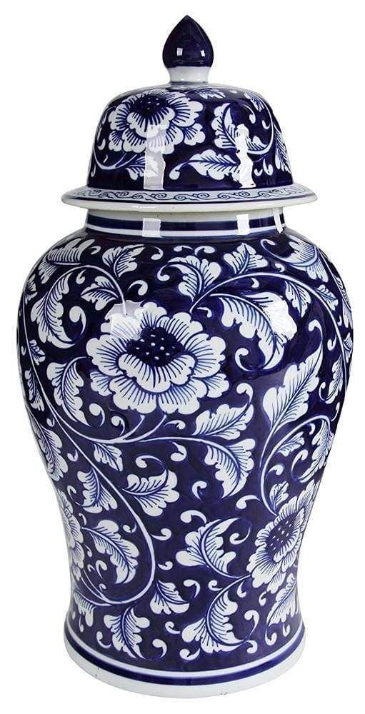 Bold Floral Impressive Jar with Lid By Casagear Home -   17 home accessories Blue white porcelain ideas