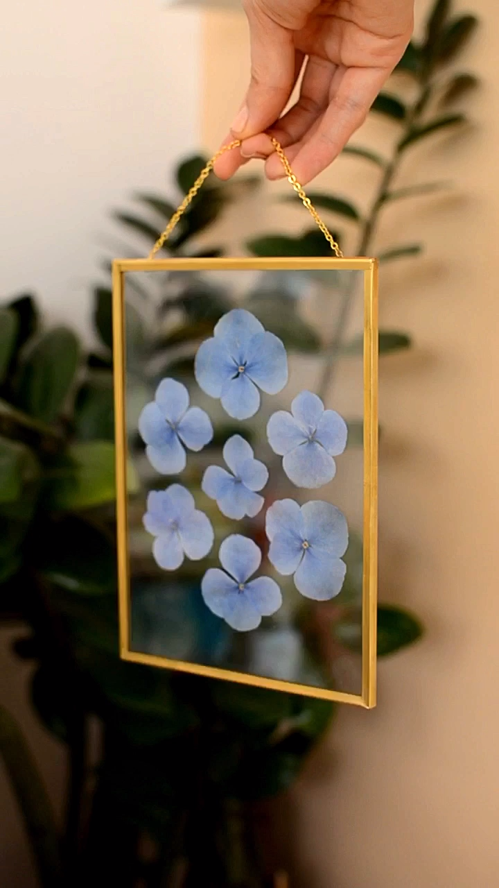 Framed pressed flowers blue hydrangea -   18 diy projects For The Home picture frames ideas