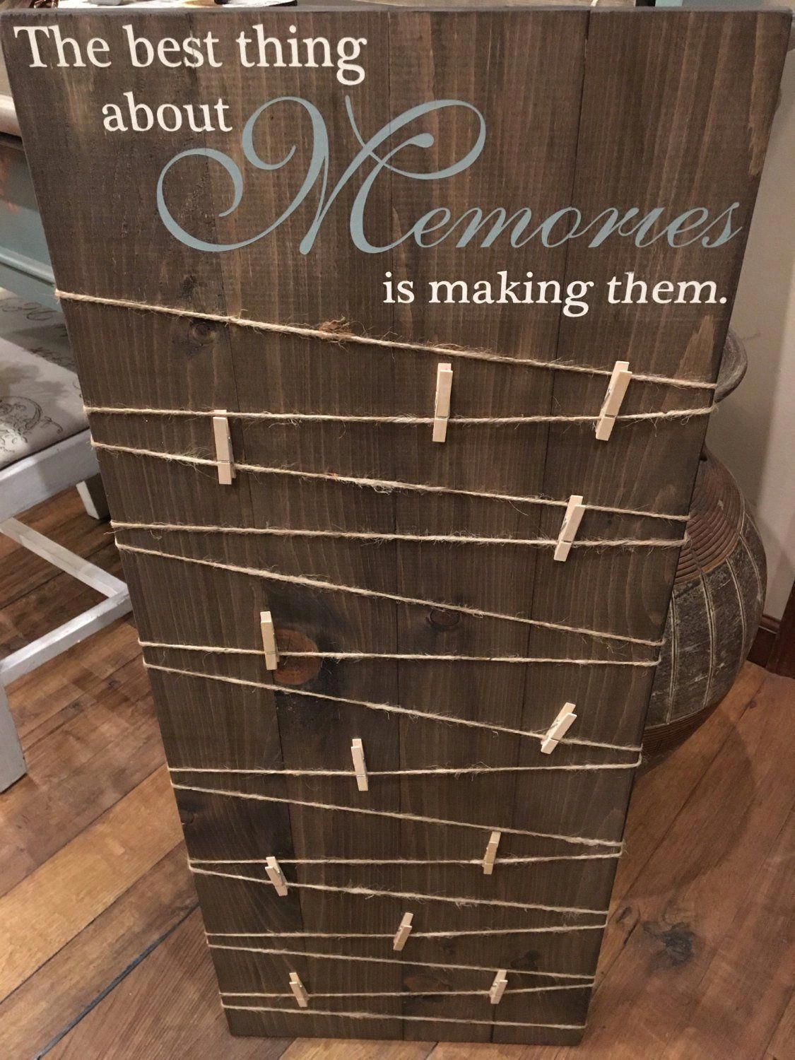 Making Memories Wooden Sign / Picture Board with clips / Photo Board with clips / Wood Picture Frame /Wood Photo Sign /Picture Display Board -   18 diy projects For The Home picture frames ideas