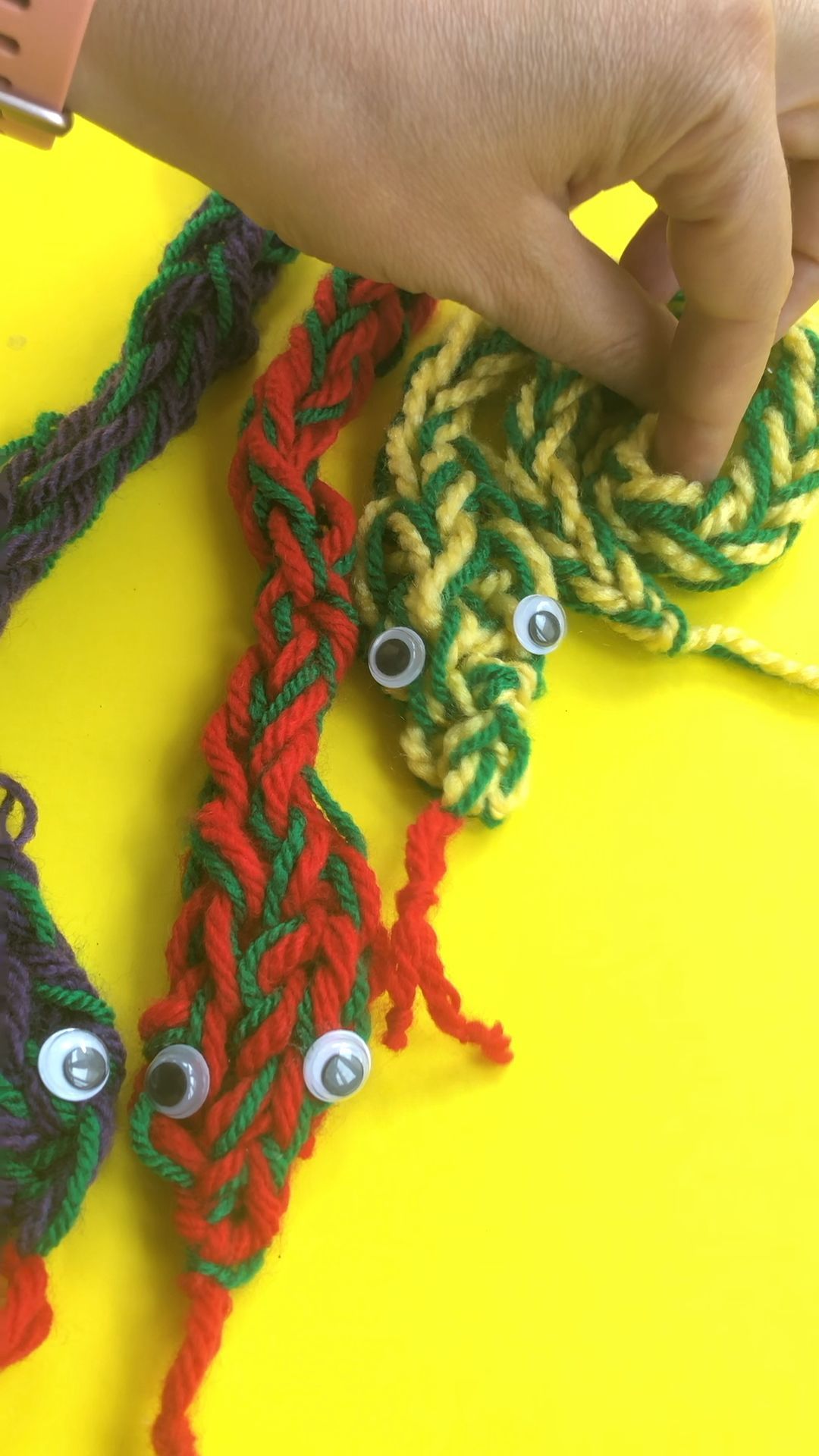 Finger Knitting Snakes - Red Ted Art -   18 fabric crafts For Kids to make ideas
