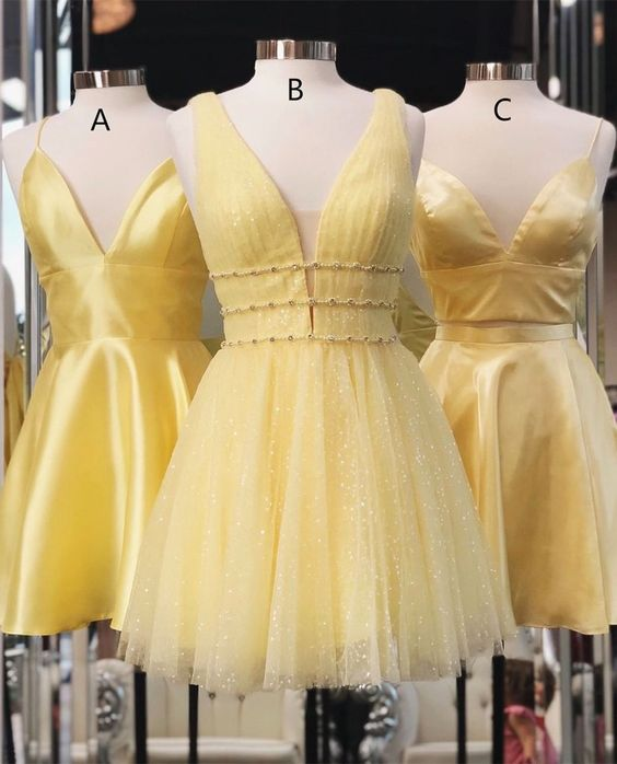 Princess A-line Short Yellow Homecoming Dress,Yellow short dresses -   20 dress Homecoming body con ideas