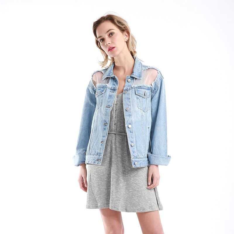 Loose Casual With Organza Long Sleeve Denim Fancy Jacket - TD Mercado -   10 dress Fancy jackets ideas