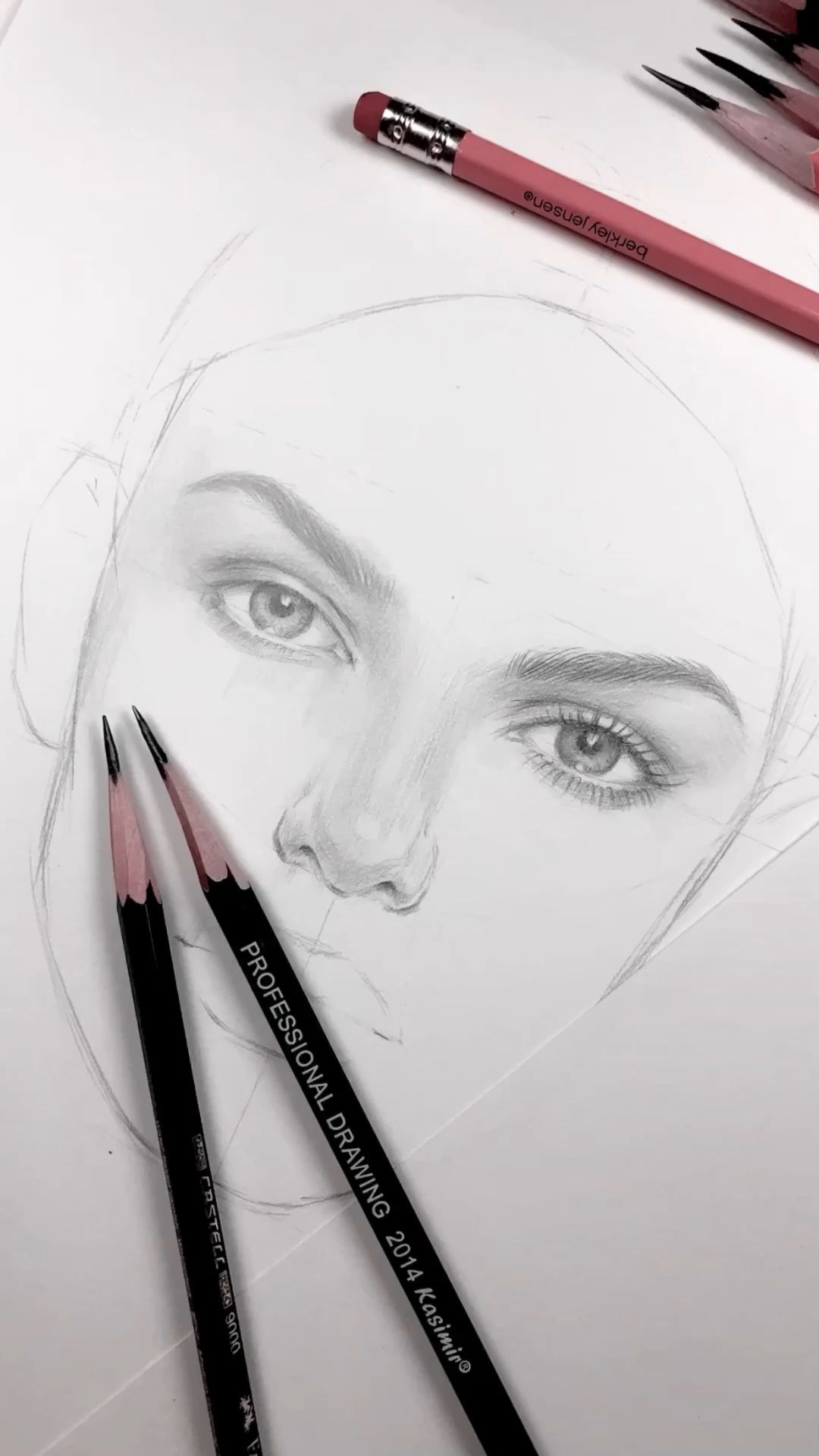 WIP. Drawing of a face by Nadia Coolrista. Part1 -   10 hair Art sketch ideas