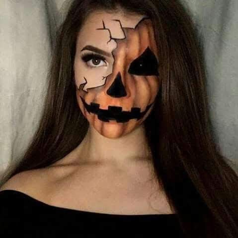 Halloween Makeup Ideas ( 38 Photos ) - Inspired Beauty -   11 pumpkin makeup Halloween ideas