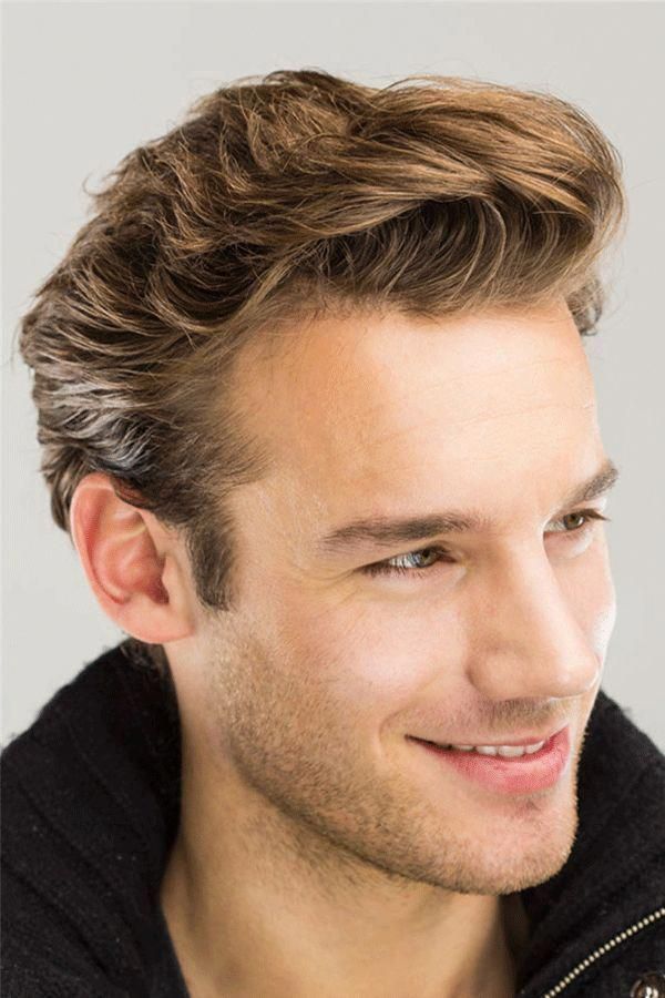Wavy Brush Up Hairstyle Human Hair Full Lace Men's Wig -   12 hairstyles Mens new looks ideas