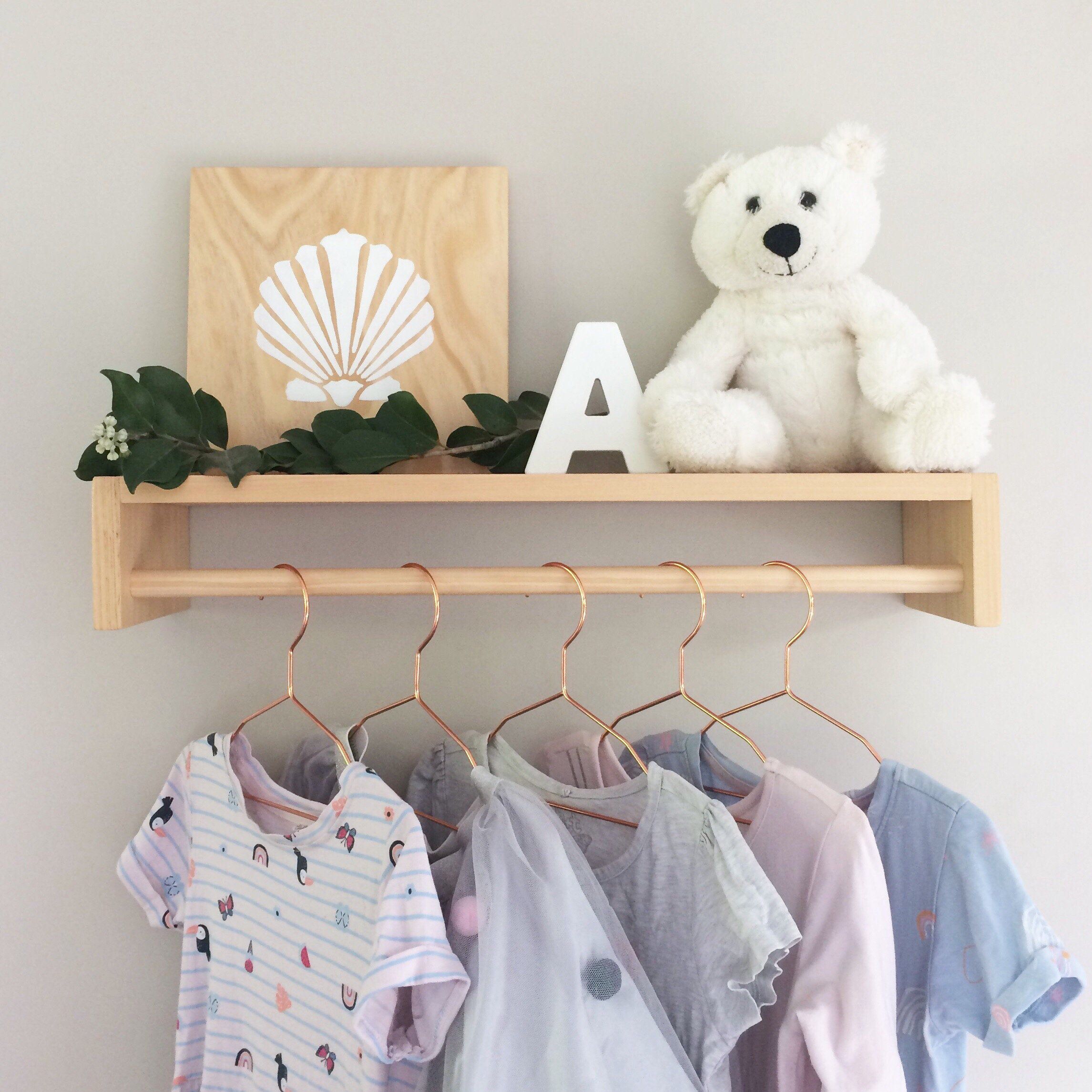 Kids Clothes Rack Shelf - Nursery Hanging Rack - Kids Wooden Clothing Rack Shelf - Childrens Timber Clothes Rack - Childrens Clothing Rack -   14 DIY Clothes Rack children ideas