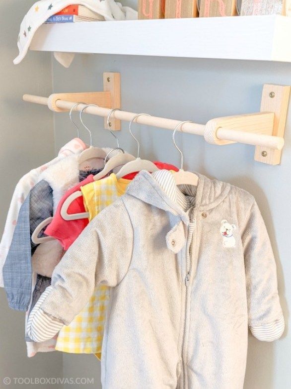 DIY Wall Mounted Clothing Rack For Kids: A Nap Time DIY - ToolBox Divas -   14 DIY Clothes Rack children ideas