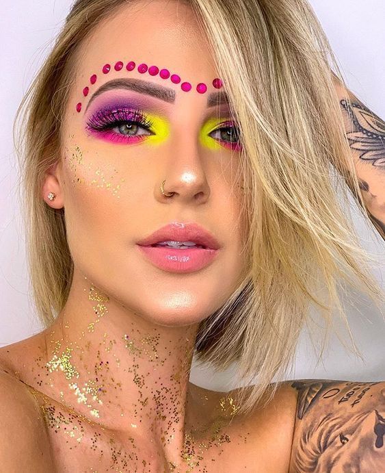 Make de Carnaval 2020 -   14 makeup Festival fluo ideas