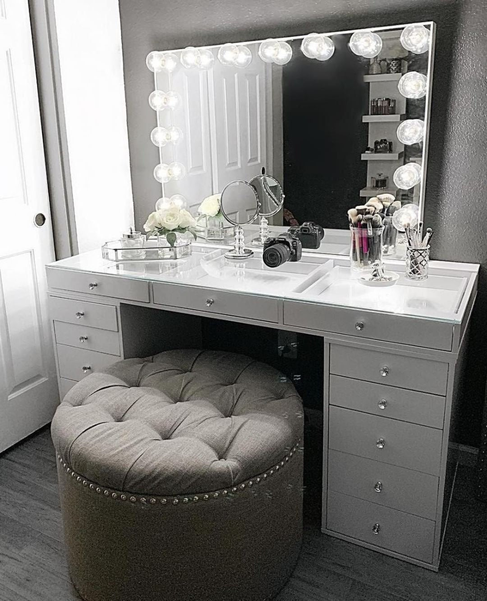 Hollywood Makeup Vanity Mirror with Lights-Impressions Vanity Glow Pro Makeup Vanity Mirror with Dimmer Lights for Tabletop or Wall Mounted -   15 makeup Vanity design ideas