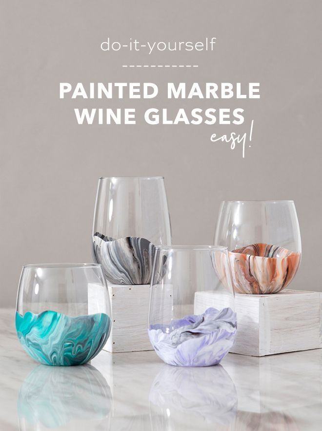 You HAVE To See How Easy These Marble Wine Glasses Are To Paint! -   16 diy projects Paint wine glass ideas