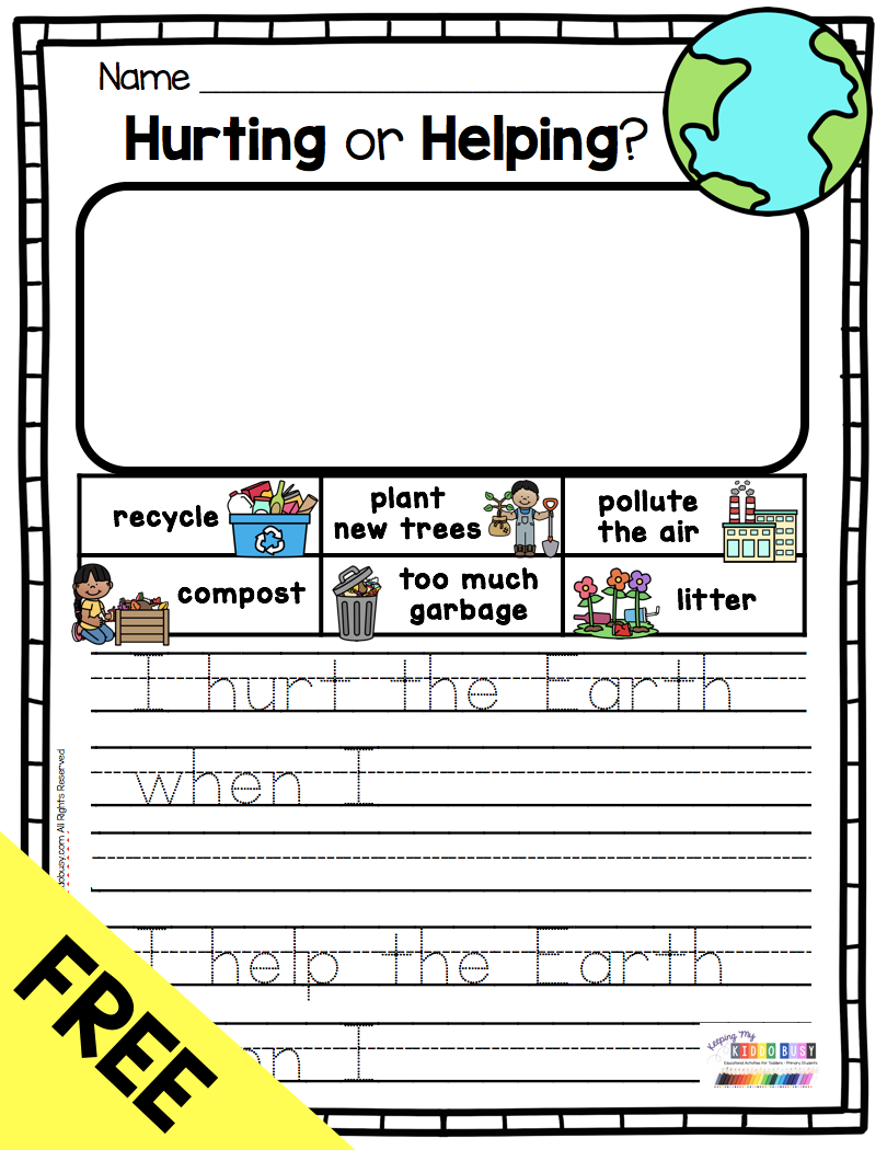 EARTH DAY Free Writing Prompt - All About Planet Earth for Kindergarten and First Grade Activities -   16 plants Kindergarten earth day ideas