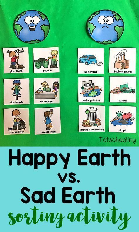 Happy Earth vs. Sad Earth Sorting Activity -   16 plants Kindergarten earth day ideas