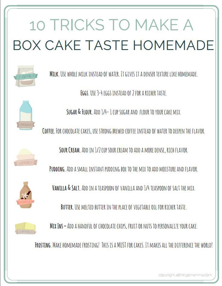 10 Tricks To Make A Box Cake Mix Taste Homemade {Recipe + Printable Tips!} -   18 cake Mix hacks ideas