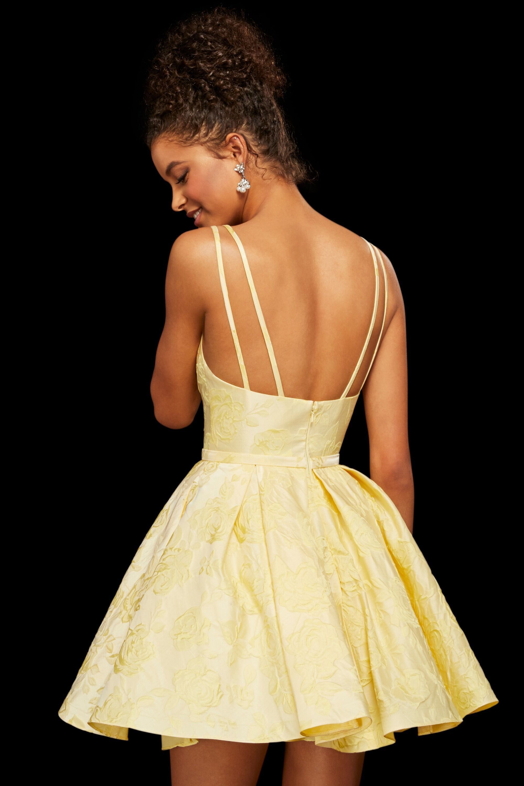 Sherri Hill - 52983 Plunging V-neck Brocade Short A-line Dress -   19 dress Hoco sherri hill ideas