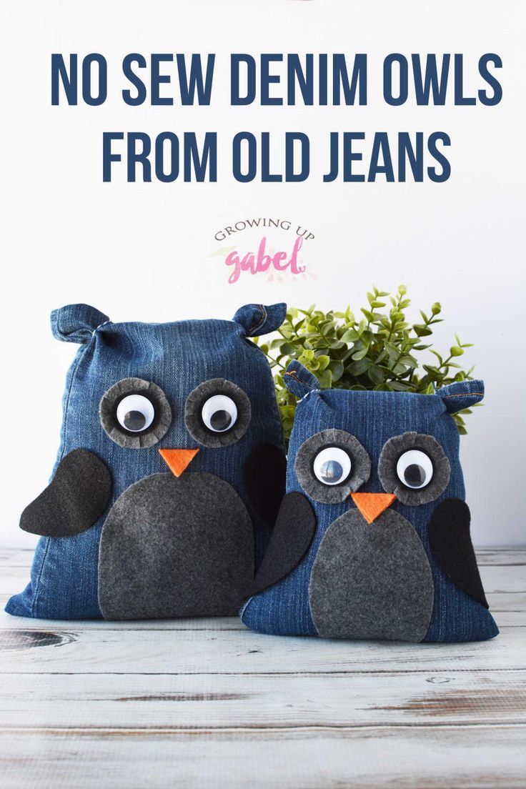 No Sew Denim Owls from Old Jeans -   19 fabric crafts posts ideas