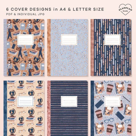 6 Digital Notebook Cover for GoodNotes Notability, Back To School Digital Cover A4 & Letter Notebook, School Subject Cover, E-notebook Cover -   13 school subjects Cover ideas