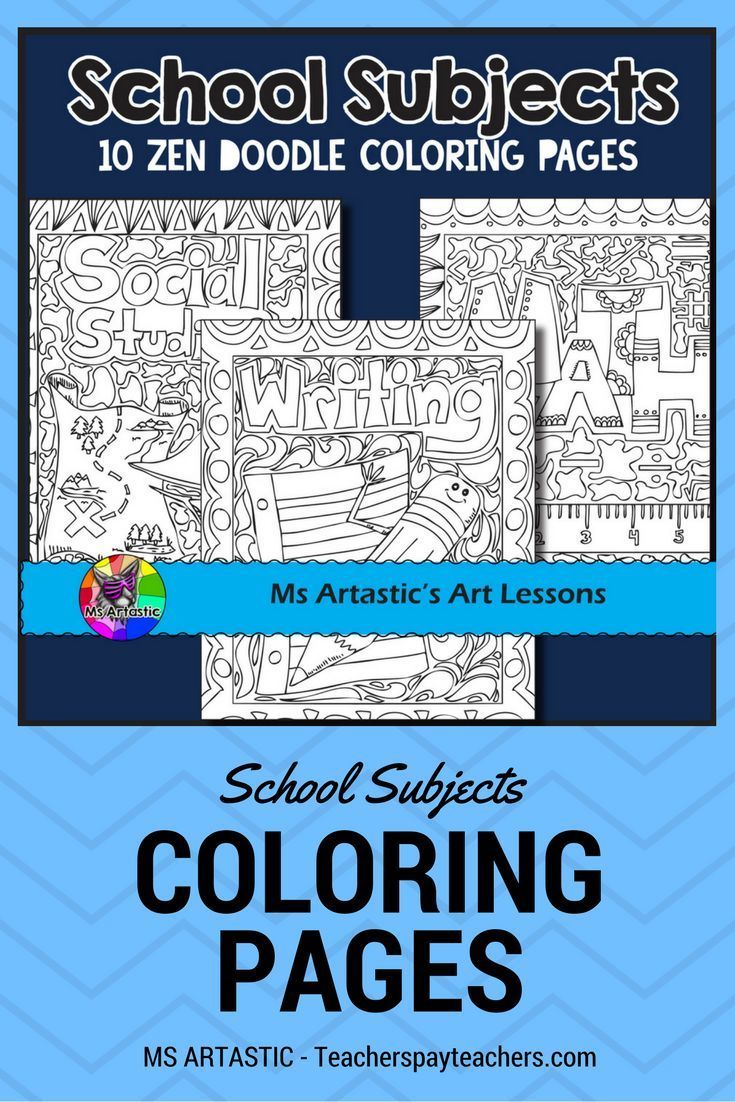 School Subjects Coloring Pages, Zen Doodles -   13 school subjects Cover ideas