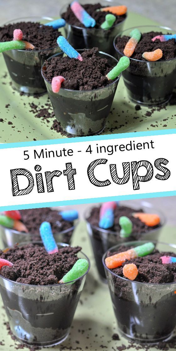 Dirt Cups With Gummy Worms -   17 desserts For Kids birthday ideas