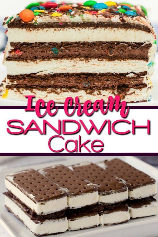 Super Easy M&M Ice Cream Sandwich Cake -   17 desserts For Kids birthday ideas