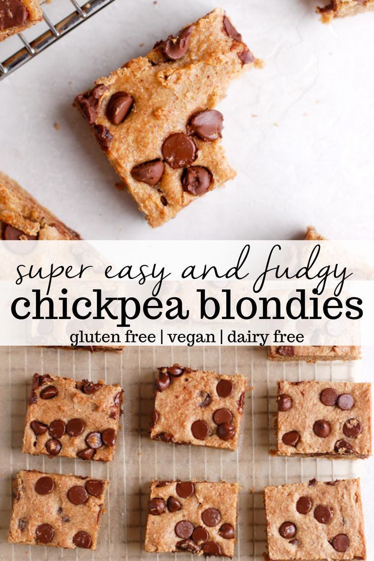 Chickpea Blondies | Erin Lives Whole -   17 desserts Vegan food processor ideas