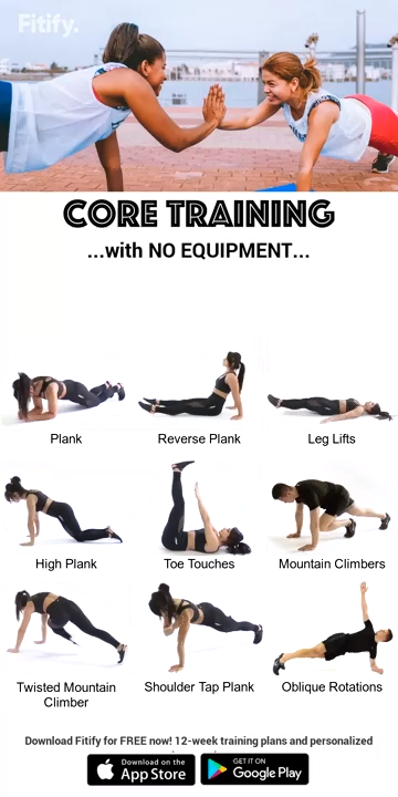 Core Training Workout With No Equipment -   17 fitness Exercises video ideas