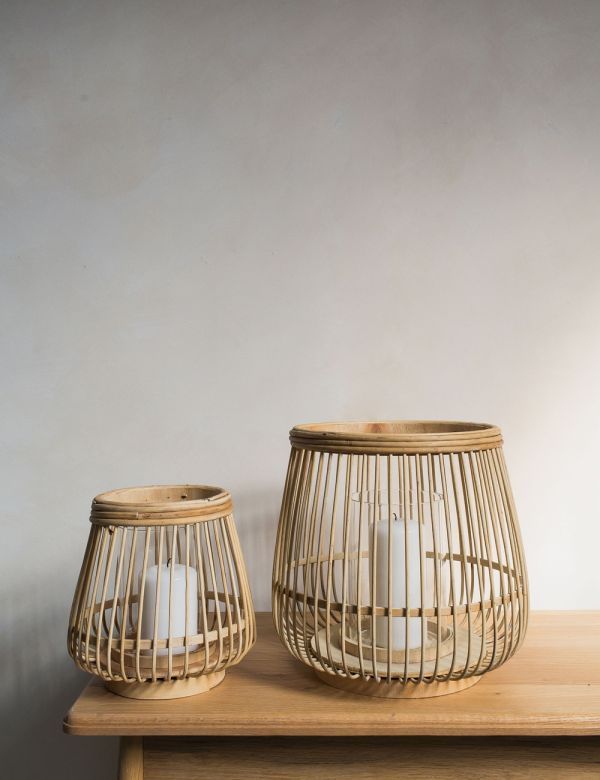 Bamboo, Wood and Glass Cait Lantern - Two Sizes Available -   17 home accessories Wood inspiration ideas