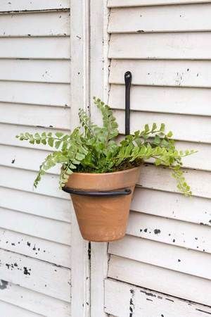 Forged Plant Hanger with Terra Cotta Pot -   17 planting for pots ideas