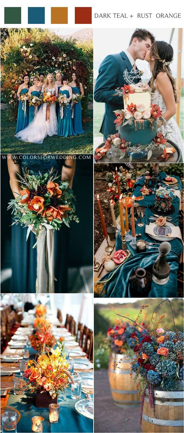 20 Dark Teal and Rust Orange Wedding Color Ideas for Fall -   17 wedding fall ideas