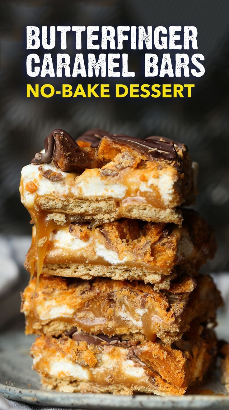 No Bake Butterfinger Caramel Bars | Easy Dessert Bars Recipe -   19 desserts Bars dads ideas