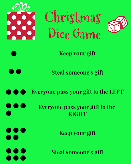 Christmas Dice Game (rules and printable sign) -   24 holiday Summer family ideas
