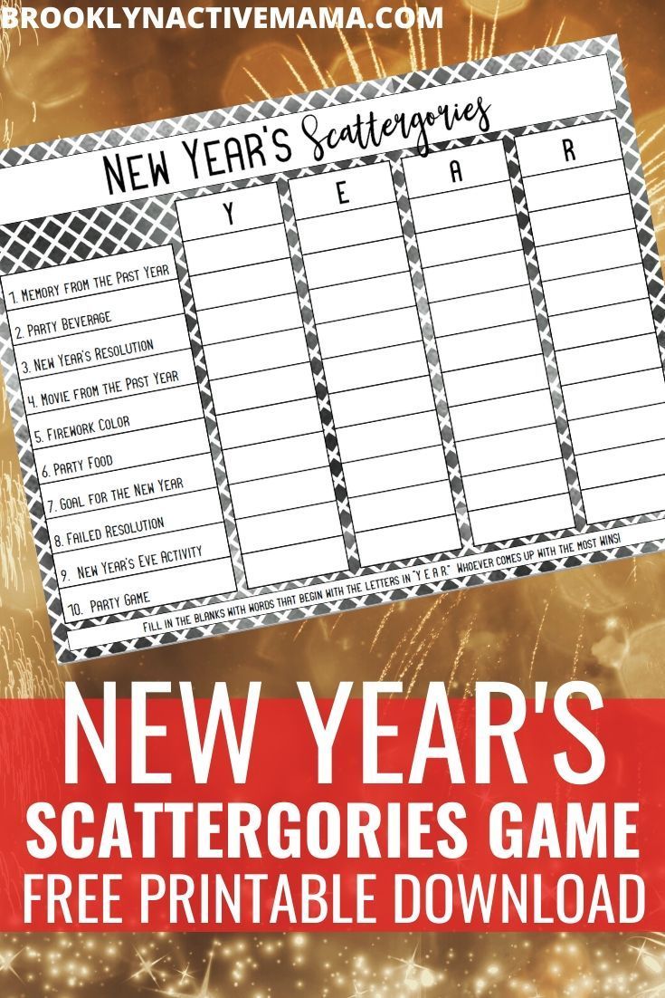 Holiday Games With Family: New Year's Scattergories {Free Printable} -   24 holiday Summer family ideas