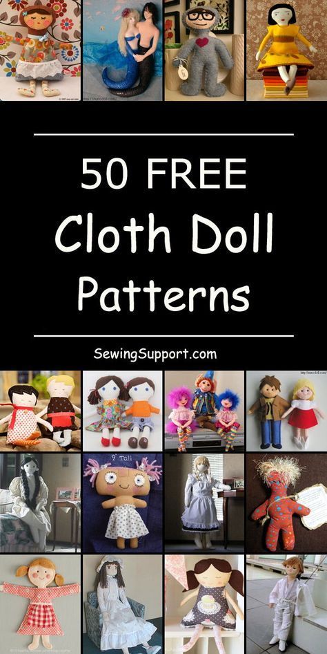 50 Free Cloth and Rag Doll Patterns -   7 fabric crafts Toys free pattern ideas