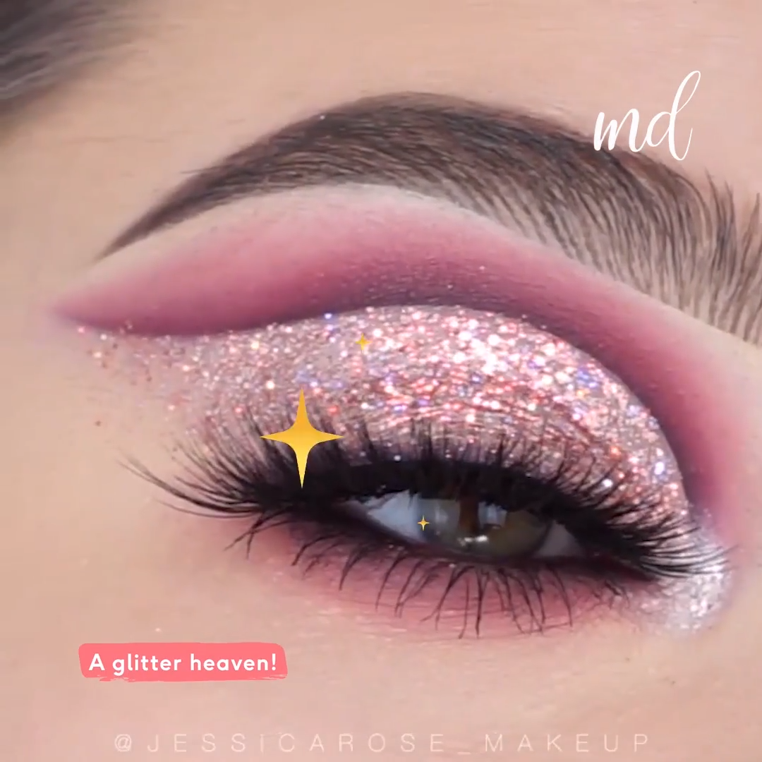 PINK GLITTERY EYES MAKEUP LOOK TUTORIAL -   8 makeup Glitter dramatic ideas