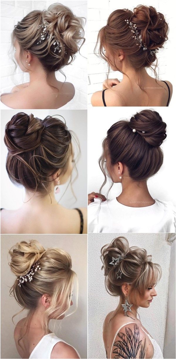 20 High Bun Wedding Updo Hairstyles for Long Hair -   9 hair Bun prom ideas