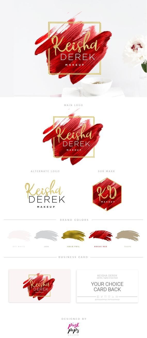 Makeup Artist Logo, Gold Makeup Logo, Red and Gold Logo, Boutique Logo, Hairstylist Logo, Interior Design Logo, Event Planning Logo -   12 special effects makeup Logo ideas