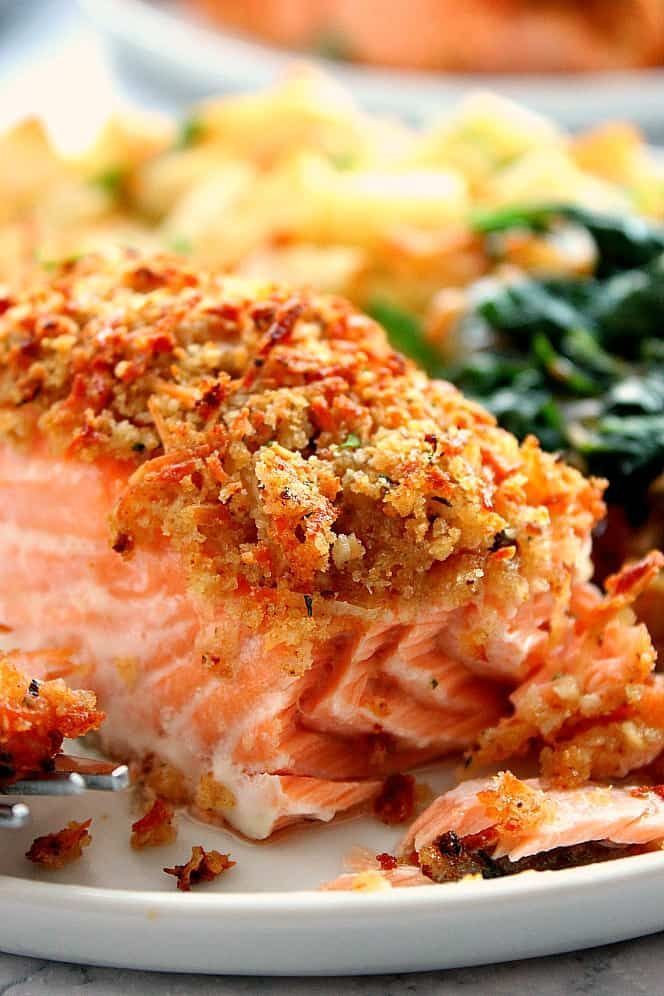 Garlic Parmesan Crusted Salmon Recipe (Oven and Air Fryer version) -   13 healthy recipes Salmon garlic butter ideas