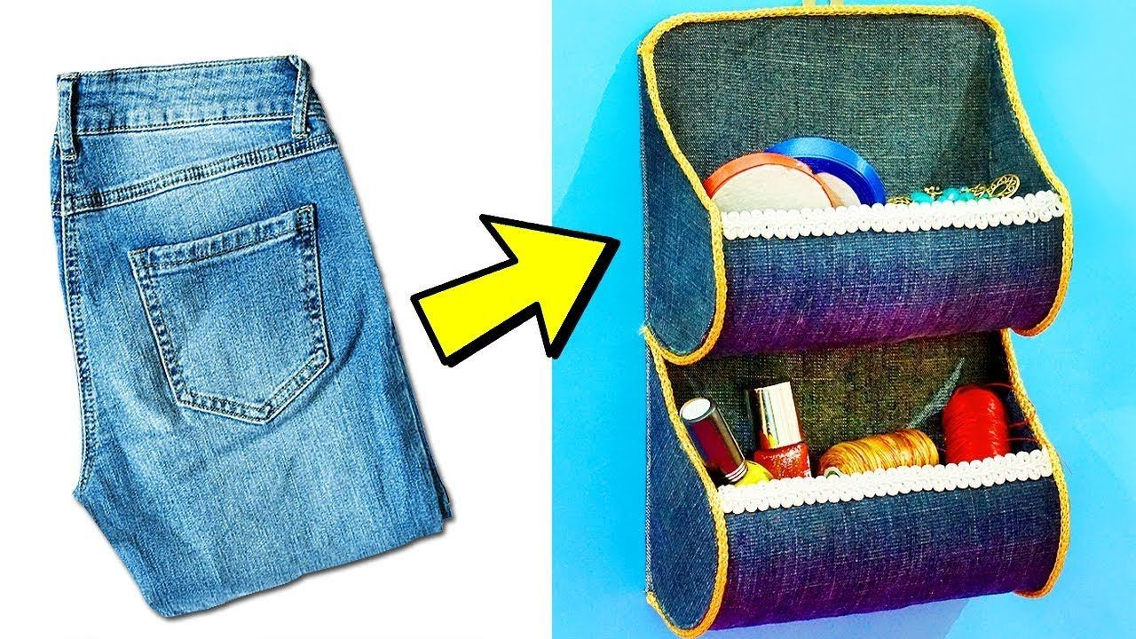 How to Reuse Old Denim Jeans | Clothing Hacks | DIY Organizer -   15 DIY Clothes Organizer fashion ideas
