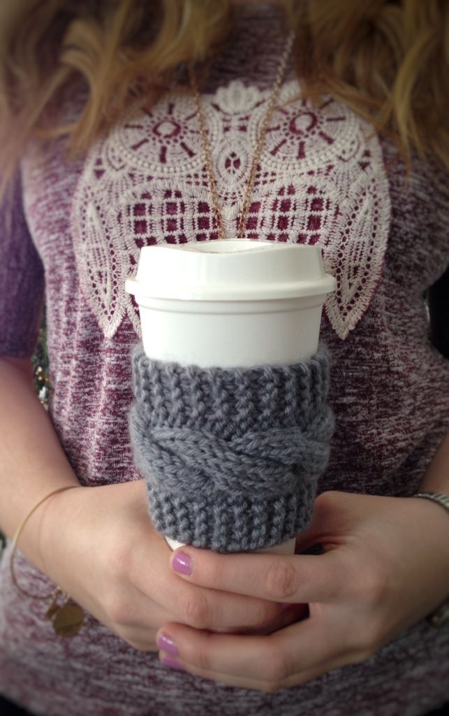 Free Pattern for {Cable Knit Cup Cozy} - Six Clever Sisters -   15 knitting and crochet cup cozies ideas