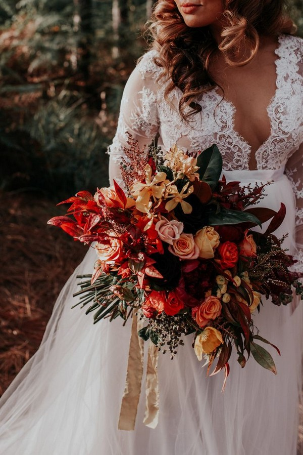 20 Copper Burnt Orange Bohemian Wedding Bouquets -   15 wedding Forest bouquet ideas