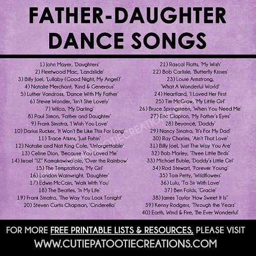 Father Daughter Dance Songs for Mitzvahs and Weddings - FREE Printable List -   16 dress Dance songs ideas
