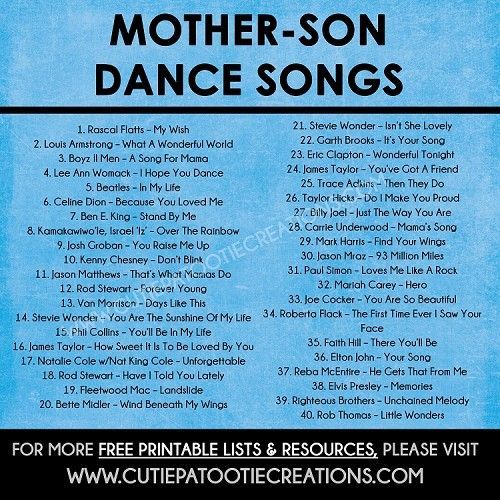 Mother Son Dance Songs for Mitzvahs and Weddings - FREE Printable List -   16 dress Dance songs ideas