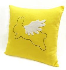 Easter Decor. Hand-drawn Flying Rabbit Yellow Decorative Pillow Cover Cushion Cover. Cute Baby Shower Gift. Kids Room Decor Nursery Decor -   16 room decor Yellow etsy ideas