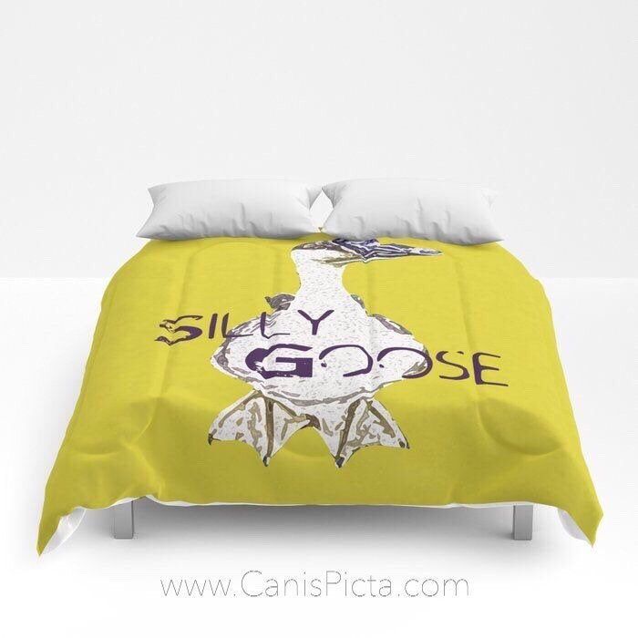 Silly Goose Comforter Twin XL Full QUEEN KING Pop Art Room Decor Bedding Bed Room Yellow Purple Farm Animal Grey Funny Humor Bright Toulouse -   16 room decor Yellow etsy ideas